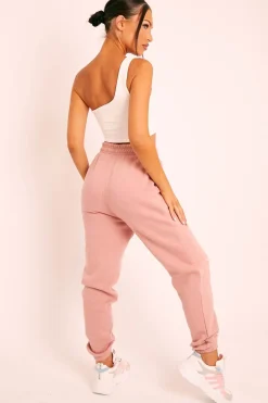 Rebellious Fashion Pink Elasticated Tie Waist Joggers - Kamella