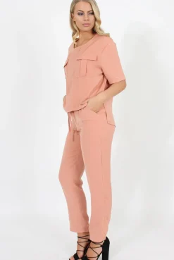 Rebellious Fashion Pink Elasticated Waist & Zip Detail Trousers - Parker