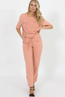 Rebellious Fashion Pink Elasticated Waist & Zip Detail Trousers - Parker
