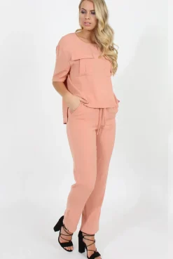 Rebellious Fashion Pink Elasticated Waist & Zip Detail Trousers - Parker
