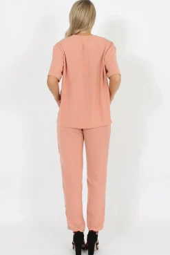 Rebellious Fashion Pink Elasticated Waist & Zip Detail Trousers - Parker
