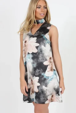 Rebellious Fashion Pink Floral Cut Out Shift Dress - Harriet