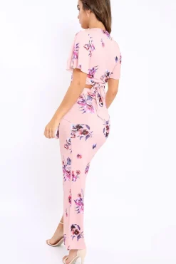 Rebellious Fashion Pink Floral Print Split Maxi Skirt- Shayna