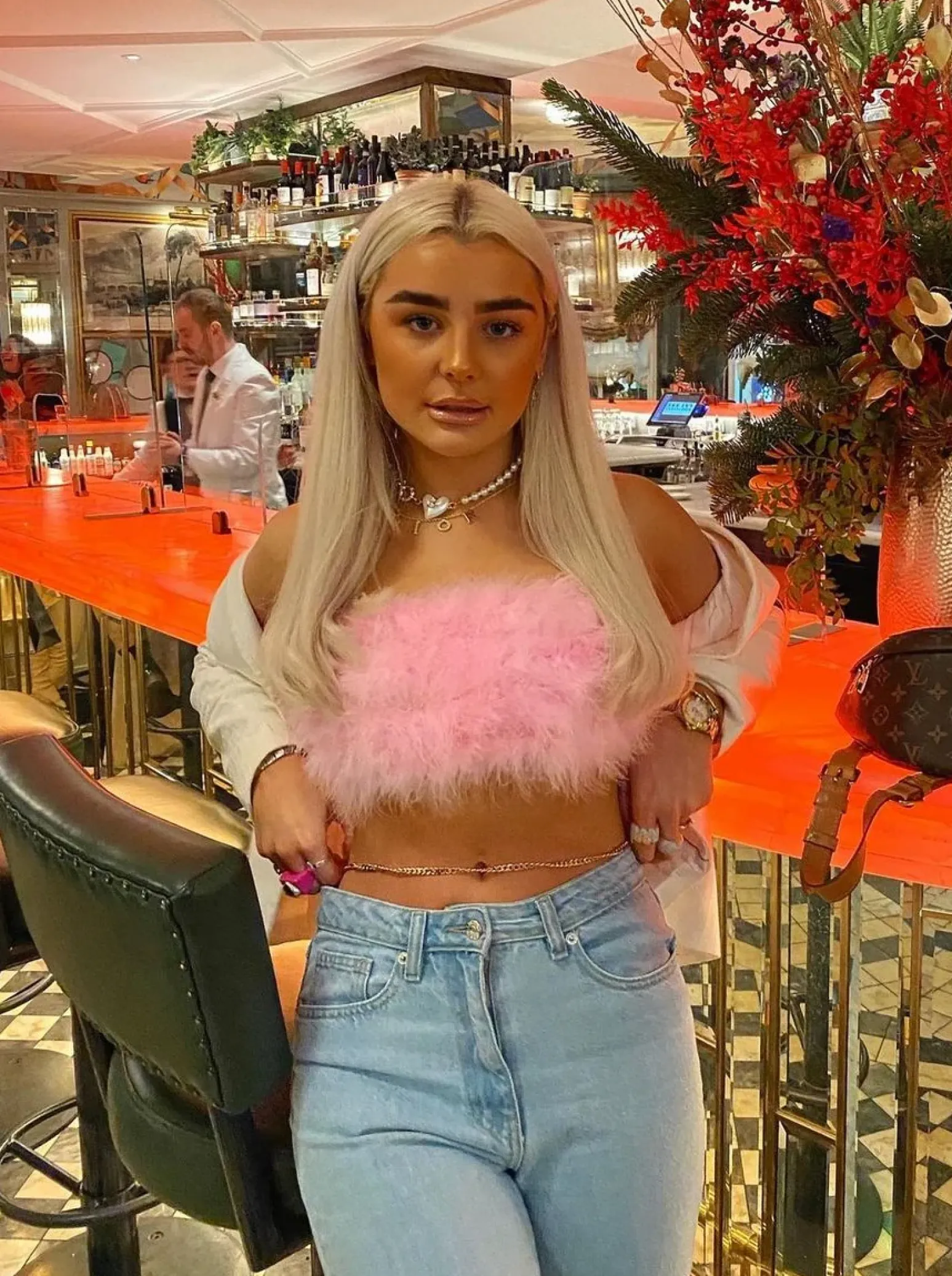 Rebellious Fashion Pink Fluffy Faux Fur Crop Top - Harper