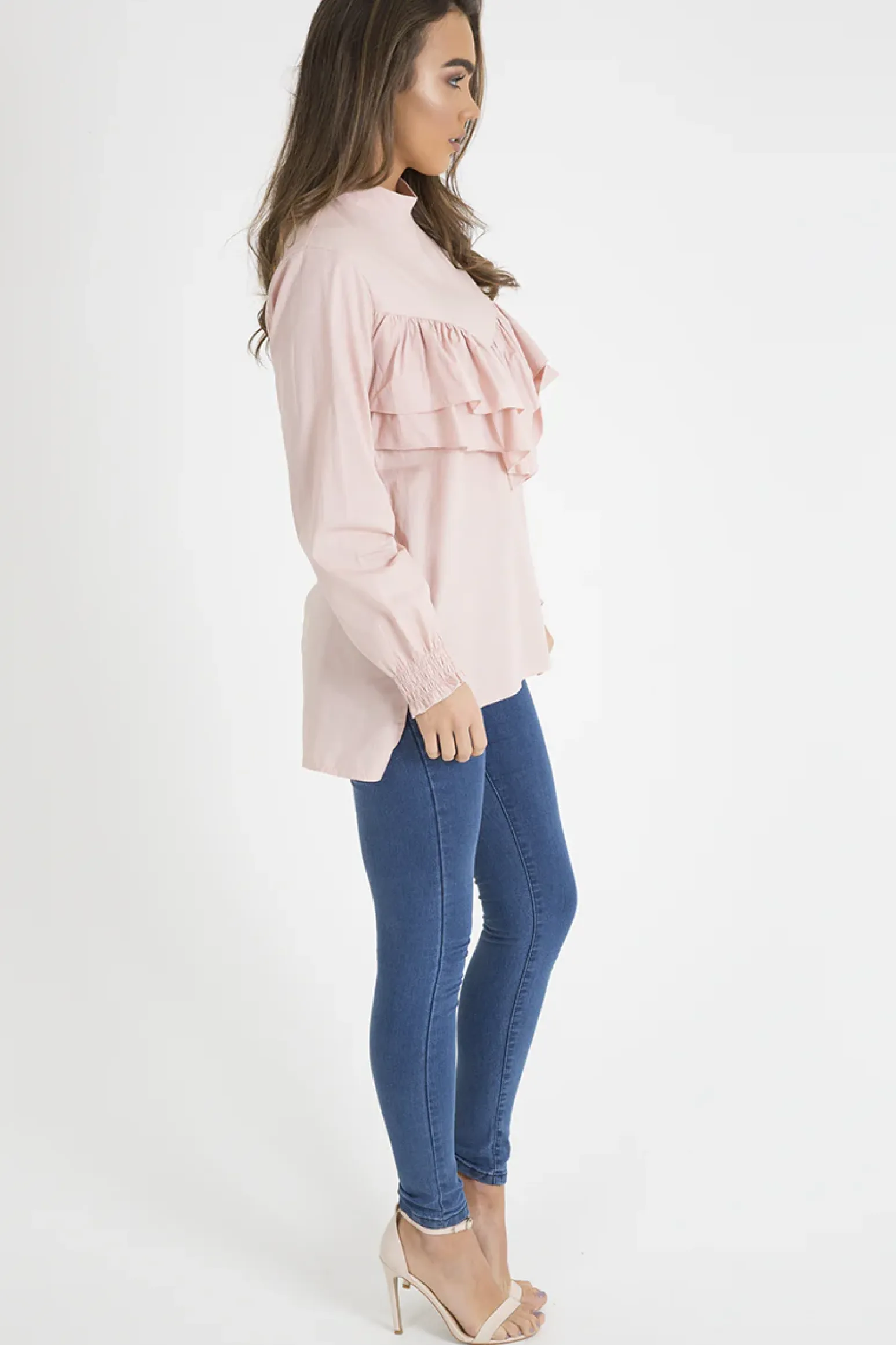 Rebellious Fashion Pink Frill Detail Oversized Shirt - Lydia