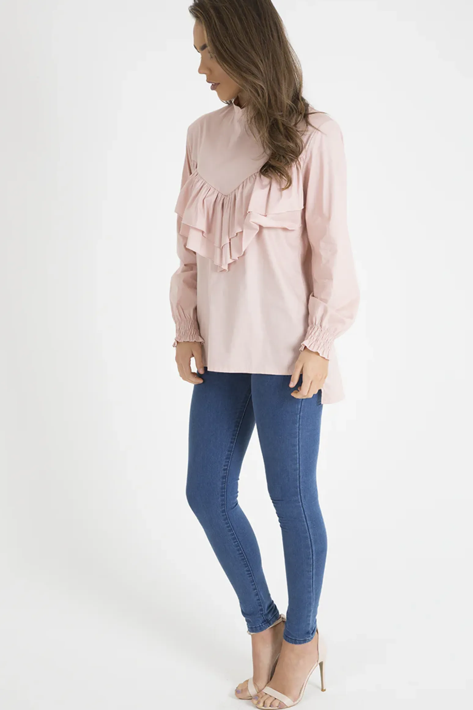 Rebellious Fashion Pink Frill Detail Oversized Shirt - Lydia