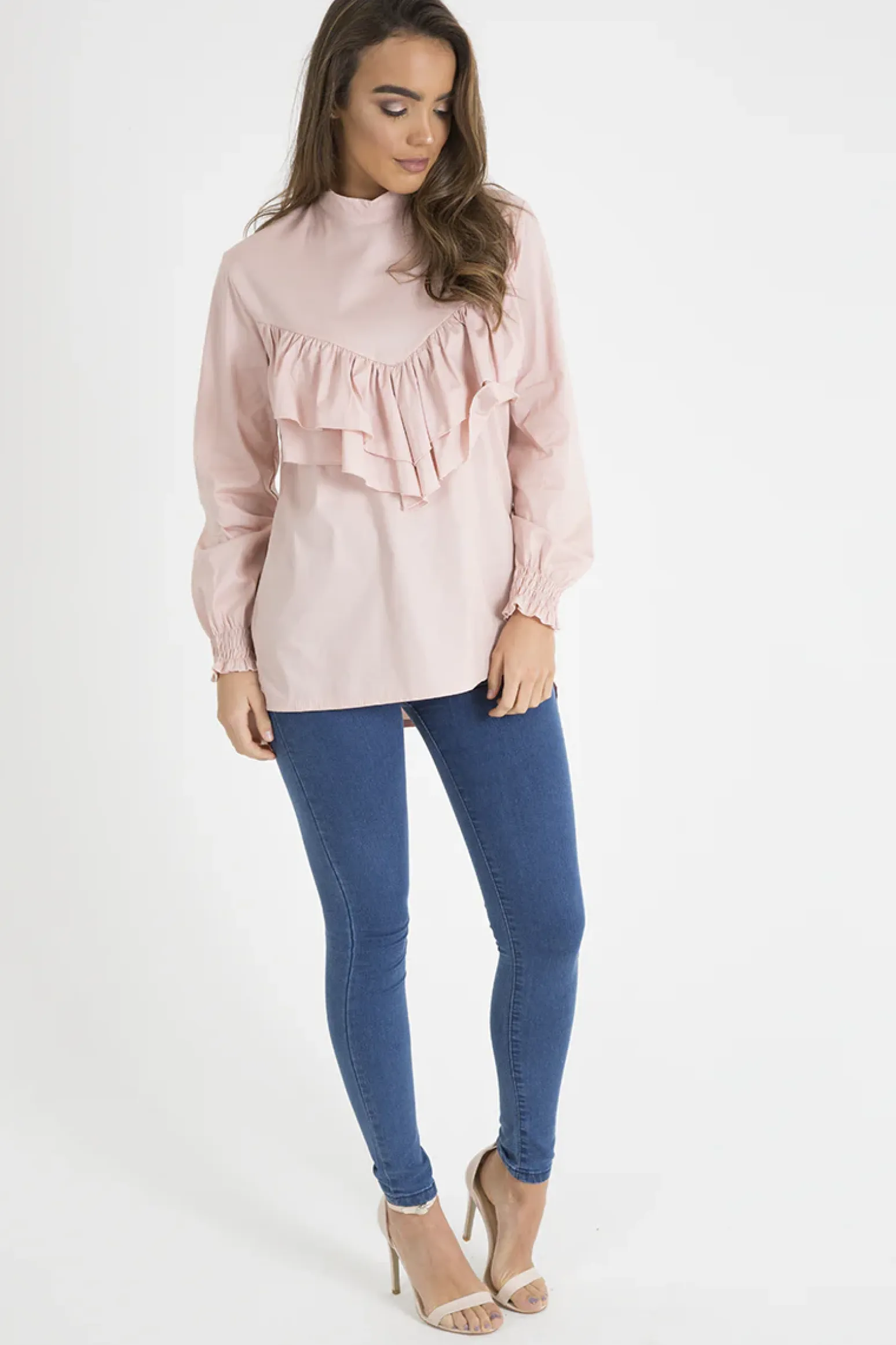 Rebellious Fashion Pink Frill Detail Oversized Shirt - Lydia