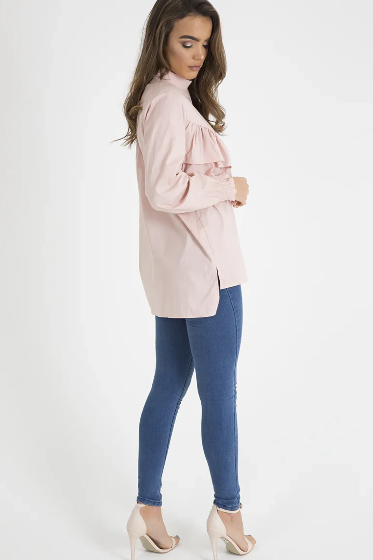 Rebellious Fashion Pink Frill Detail Oversized Shirt - Lydia