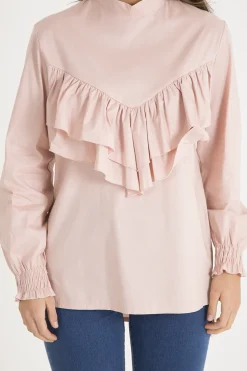 Rebellious Fashion Pink Frill Detail Oversized Shirt - Lydia