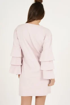 Rebellious Fashion Pink Frilled Sleeve Swing Dress - Aaria