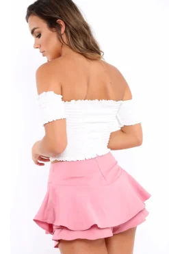 Rebellious Fashion Pink Frill High Waisted Shorts - Claudelle