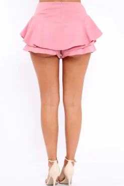 Rebellious Fashion Pink Frill High Waisted Shorts - Claudelle