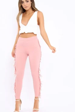Rebellious Fashion Pink Fringe Leggings - Rosaleen