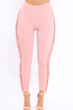 Rebellious Fashion Pink Fringe Leggings - Rosaleen