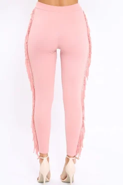 Rebellious Fashion Pink Fringe Leggings - Rosaleen