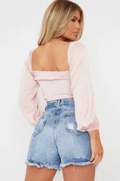 Rebellious Fashion Pink Front Ruching Crop Top - Maxie