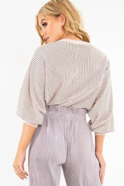 Rebellious Fashion Pink Glitter Stripe Batwing Jumper - Bowyn