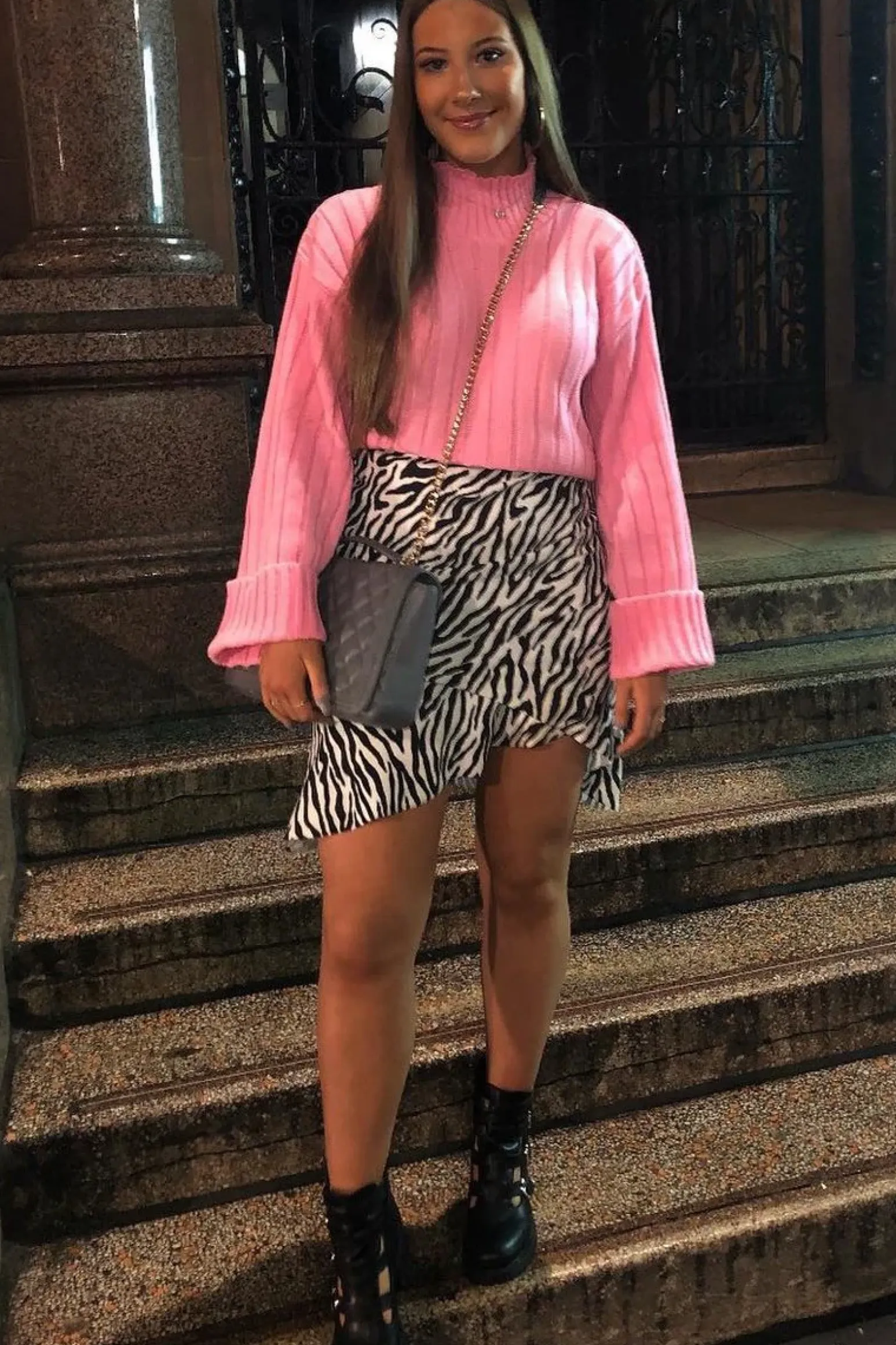 Rebellious Fashion Pink Knit High Neck Jumper - Jaelynn