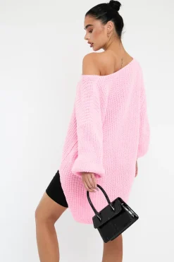 Rebellious Fashion Pink Knit Oversized Jumper - Darci