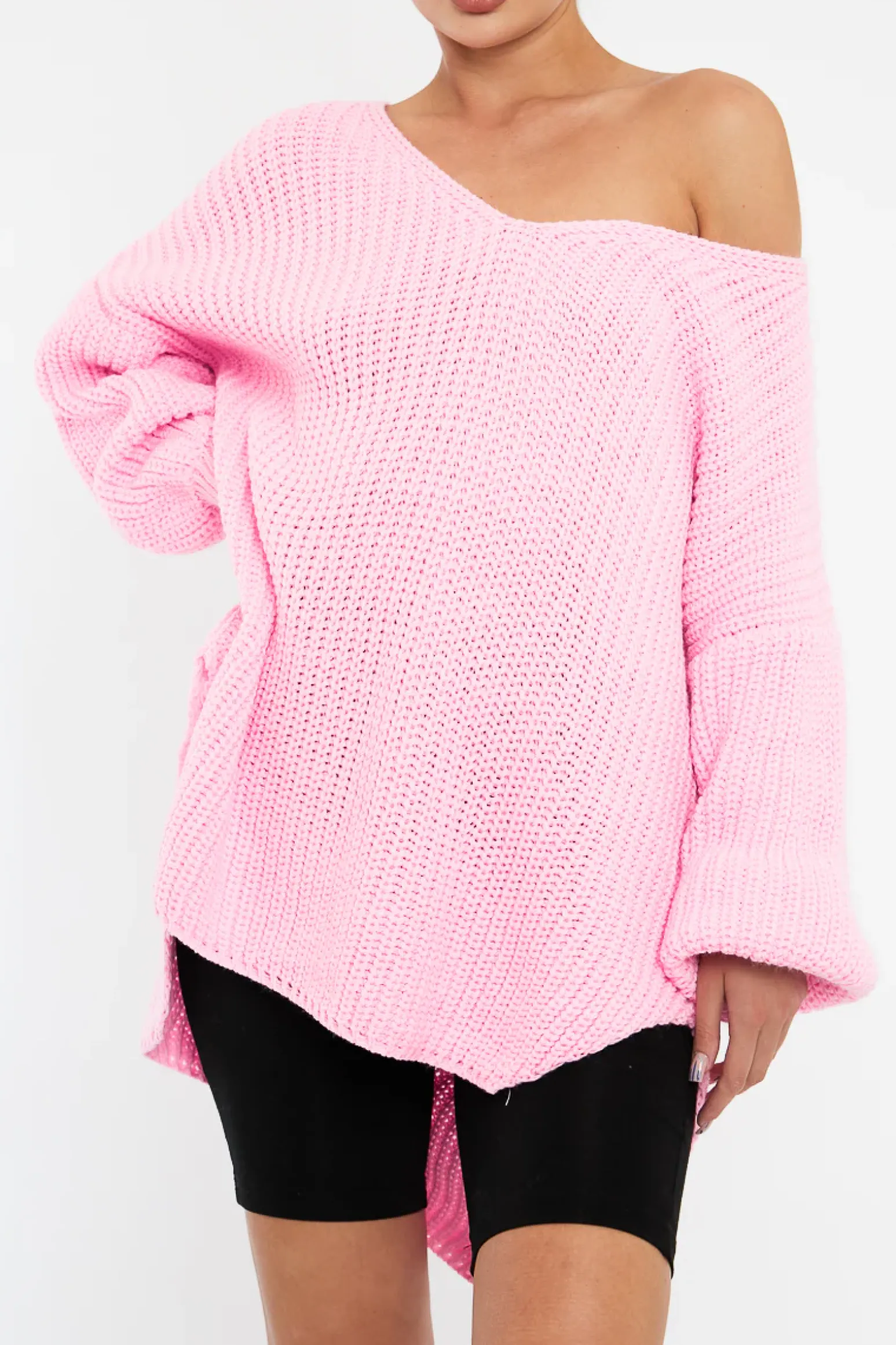 Rebellious Fashion Pink Knit Oversized Jumper - Darci