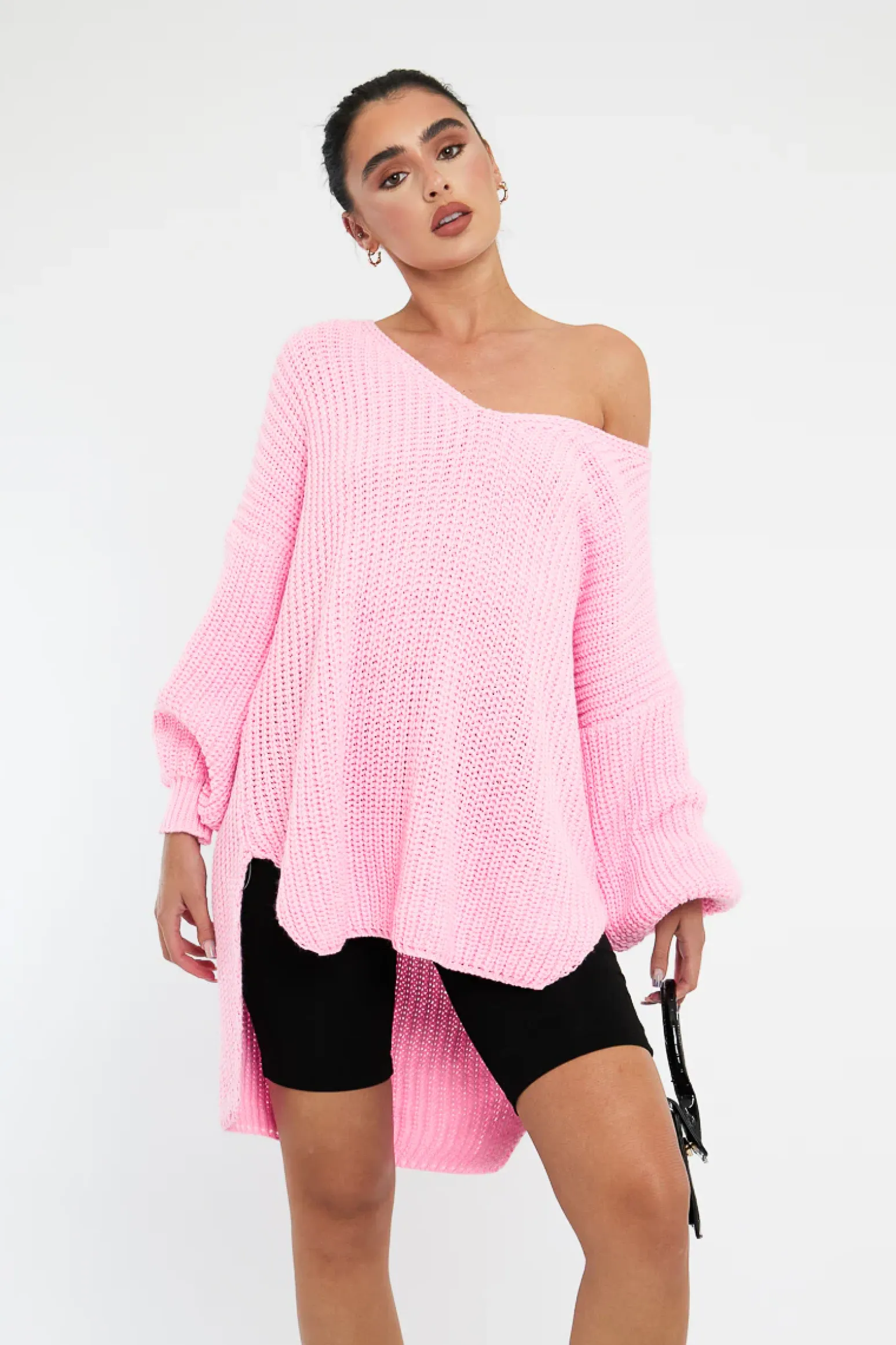 Rebellious Fashion Pink Knit Oversized Jumper - Darci