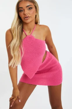 Rebellious Fashion Pink Knitted Crop Top & Mini Skirt Set - Kelsey