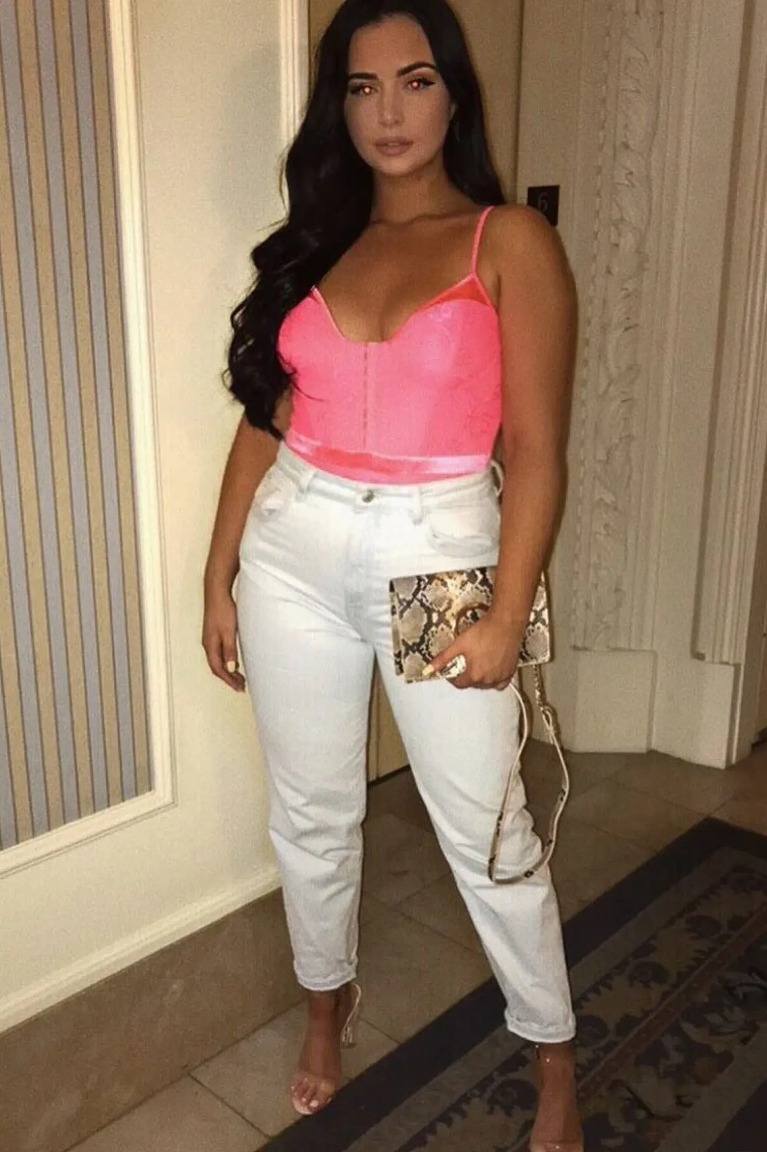 Rebellious Fashion Pink Lace Hook Front Bodysuit - Sabrina