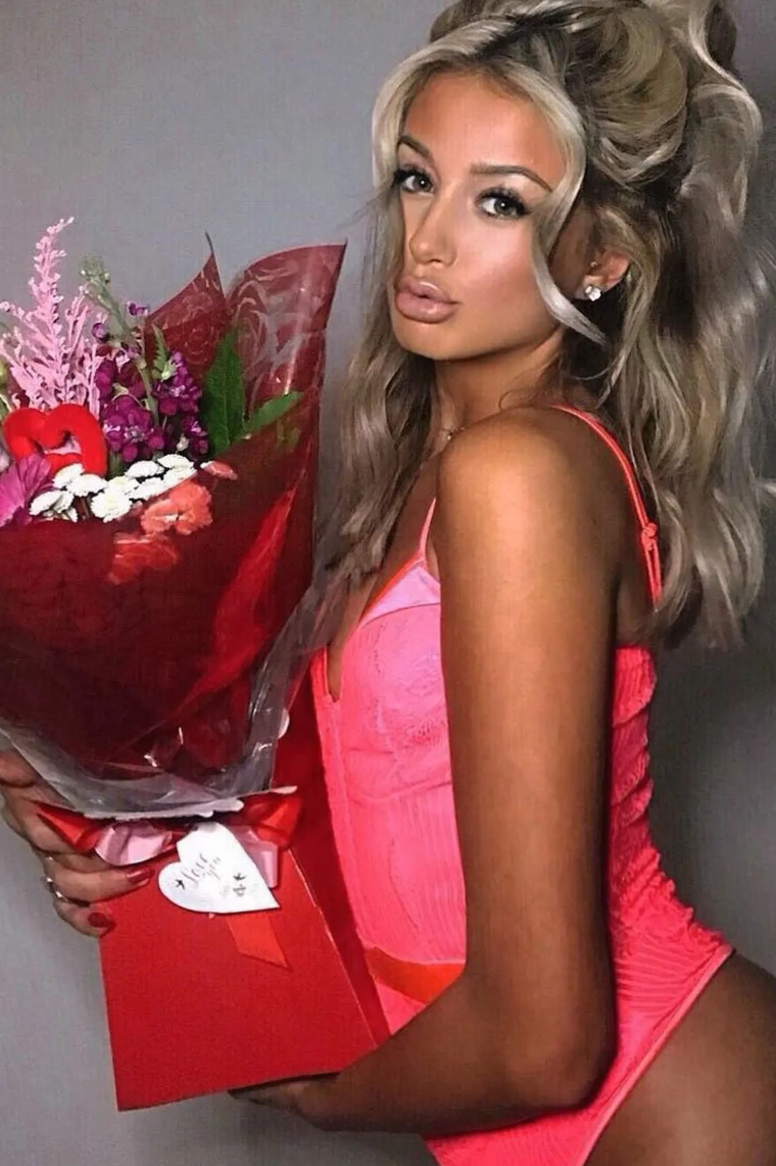 Rebellious Fashion Pink Lace Hook Front Bodysuit - Sabrina