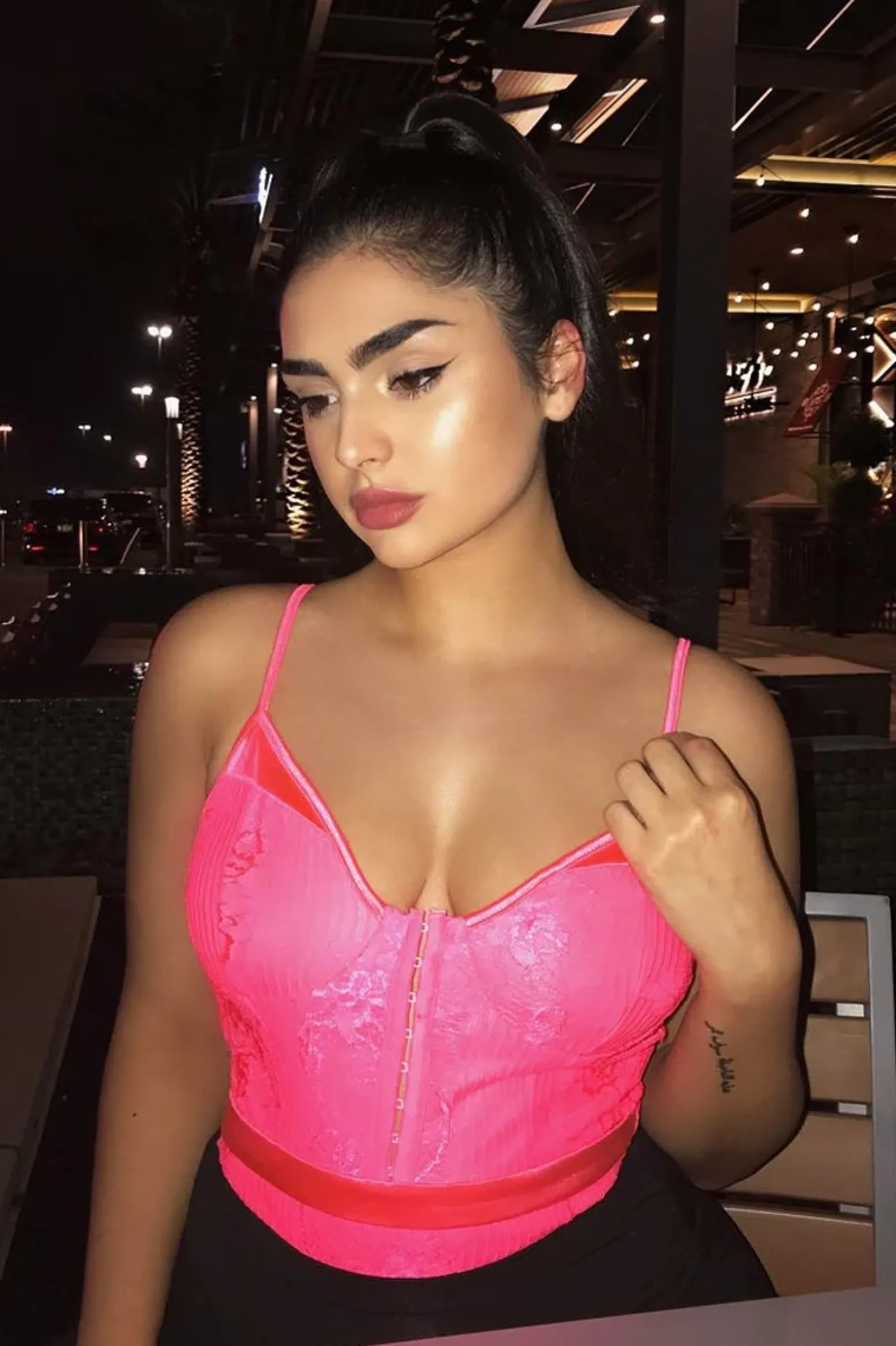 Rebellious Fashion Pink Lace Hook Front Bodysuit - Sabrina