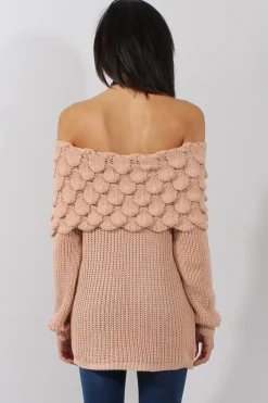 Rebellious Fashion Pink Layer Bardot Jumper- Sammie