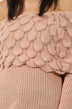 Rebellious Fashion Pink Layer Bardot Jumper- Sammie