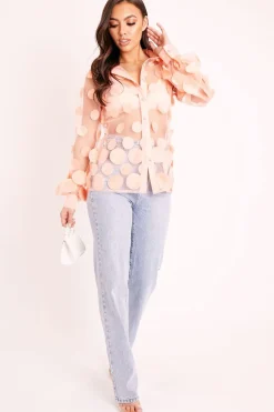 Rebellious Fashion Pink Layered Applique Mesh Shirt - Nikkie