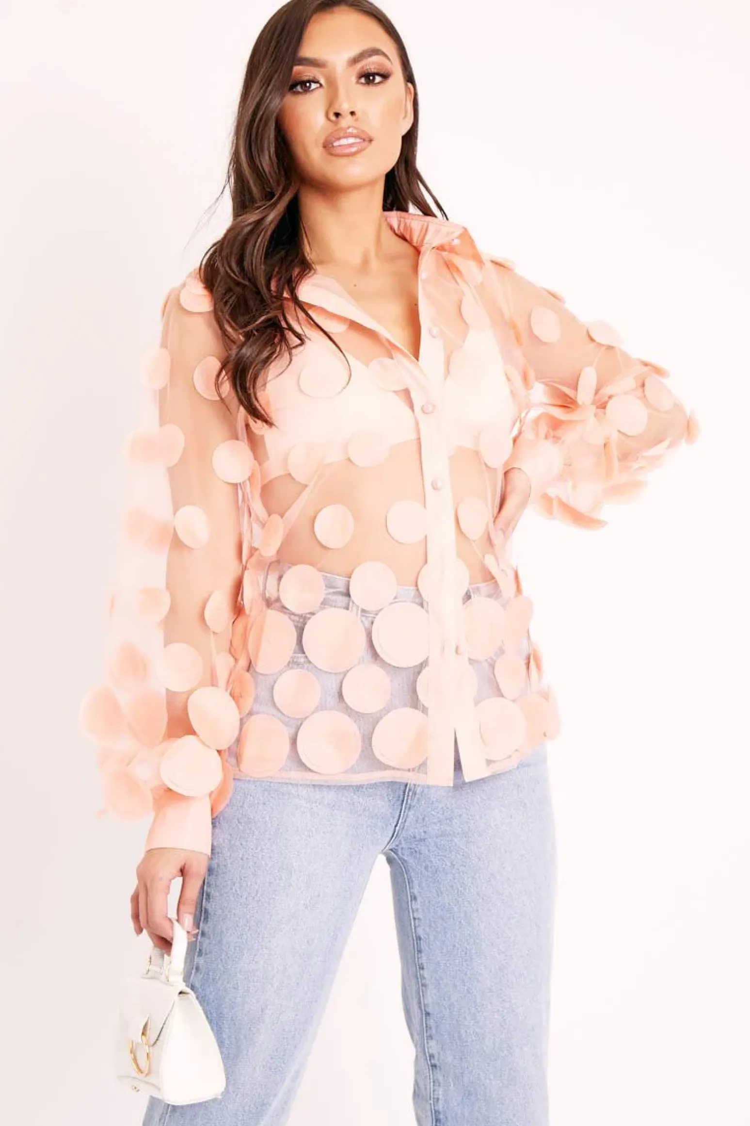 Rebellious Fashion Pink Layered Applique Mesh Shirt - Nikkie