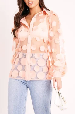 Rebellious Fashion Pink Layered Applique Mesh Shirt - Nikkie