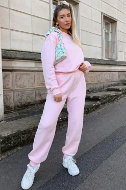 Rebellious Fashion Pink 'Lazy Girls Club' Slogan Joggers - Sahra