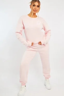 Rebellious Fashion Pink 'Lazy Girls Club' Slogan Joggers - Sahra