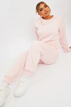Rebellious Fashion Pink 'Lazy Girls Club' Slogan Joggers - Sahra
