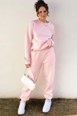 Rebellious Fashion Pink 'Lazy Girls Club' Slogan Joggers - Sahra