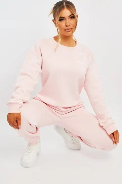Rebellious Fashion Pink 'Lazy Girls Club' Slogan Sweatshirt - Leila