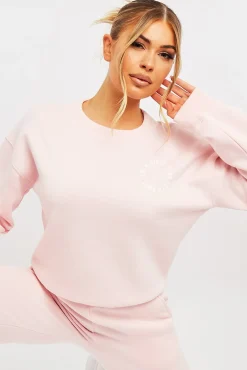 Rebellious Fashion Pink 'Lazy Girls Club' Slogan Sweatshirt - Leila