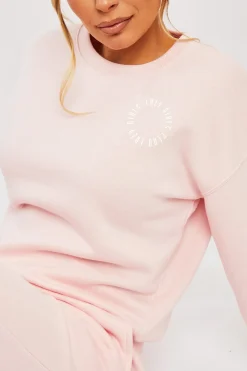 Rebellious Fashion Pink 'Lazy Girls Club' Slogan Sweatshirt - Leila