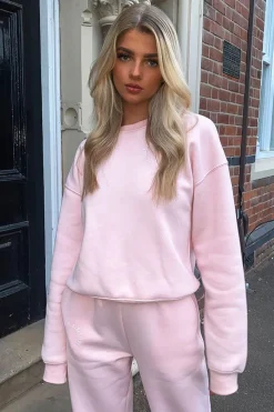 Rebellious Fashion Pink 'Lazy Girls Club' Slogan Sweatshirt - Leila