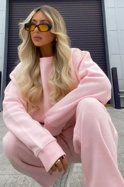 Rebellious Fashion Pink 'Lazy Girls Club' Slogan Sweatshirt - Leila