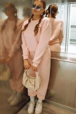 Rebellious Fashion Pink 'Lazy Girls Club' Slogan Sweatshirt - Leila
