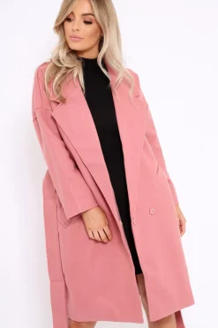 Rebellious Fashion Pink Long Duster Coat - Nina