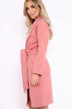 Rebellious Fashion Pink Long Duster Coat - Nina