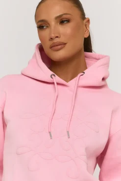 Rebellious Fashion Pink Marl Swirl Motif Hoodie & Shorts Loungewear Co-ord Set - Dimity