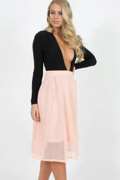 Rebellious Fashion Pink Mesh Midi Skirt - Paloma