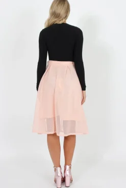 Rebellious Fashion Pink Mesh Midi Skirt - Paloma