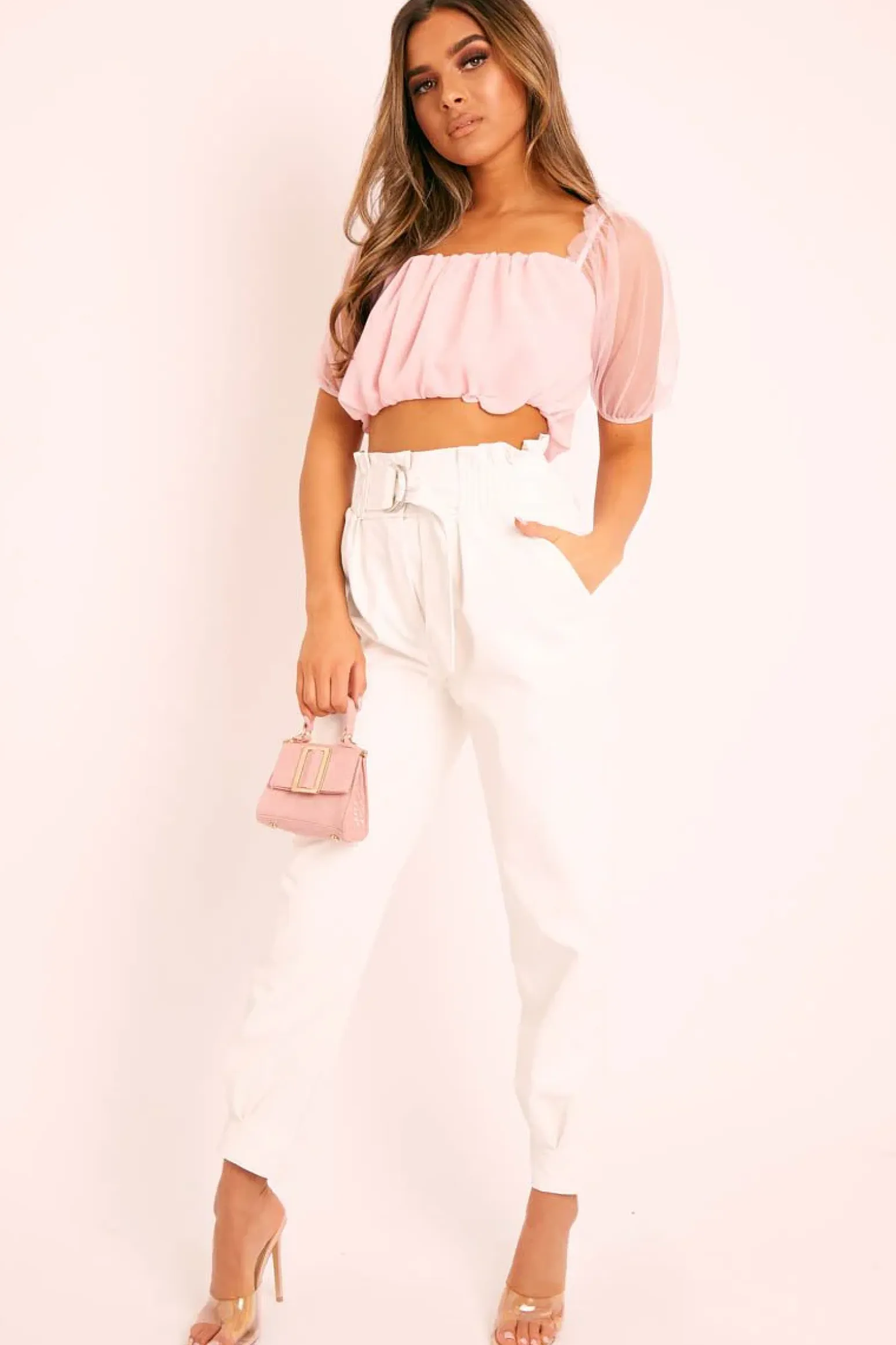 Rebellious Fashion Pink Mesh Puffball Crop Top - Taja